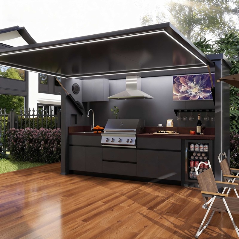 Aluminum Pergola Integrated Outdoor Kitchen