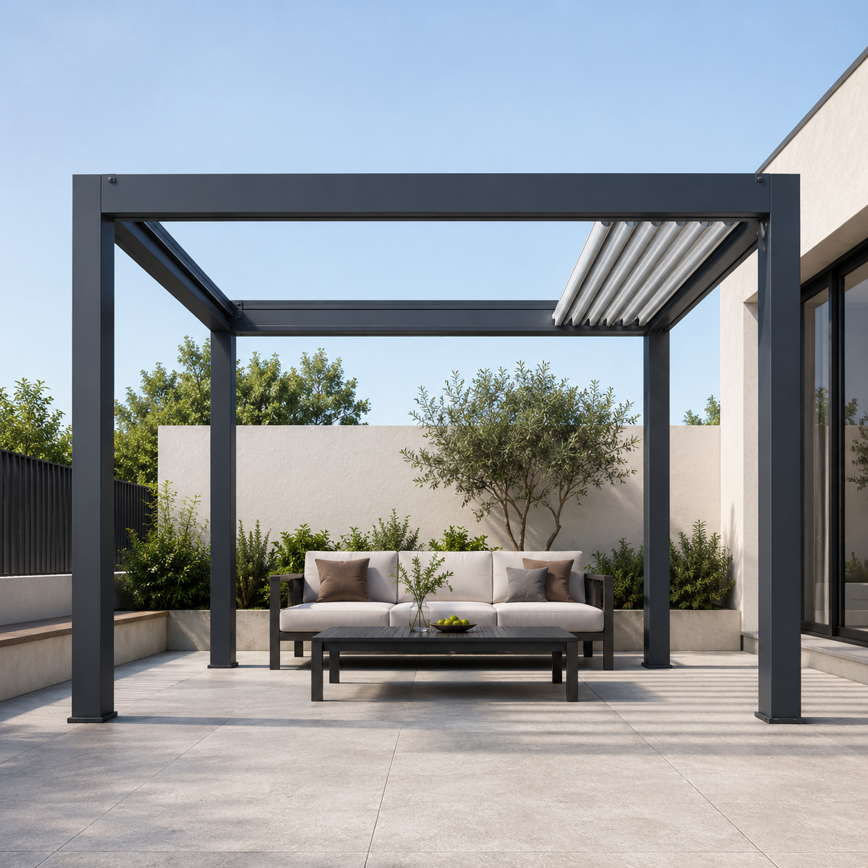 180 Motorized Retractable Aluminum Pergola Folding Louver Roof Outdoor Gazebo for Garden Patio Villa