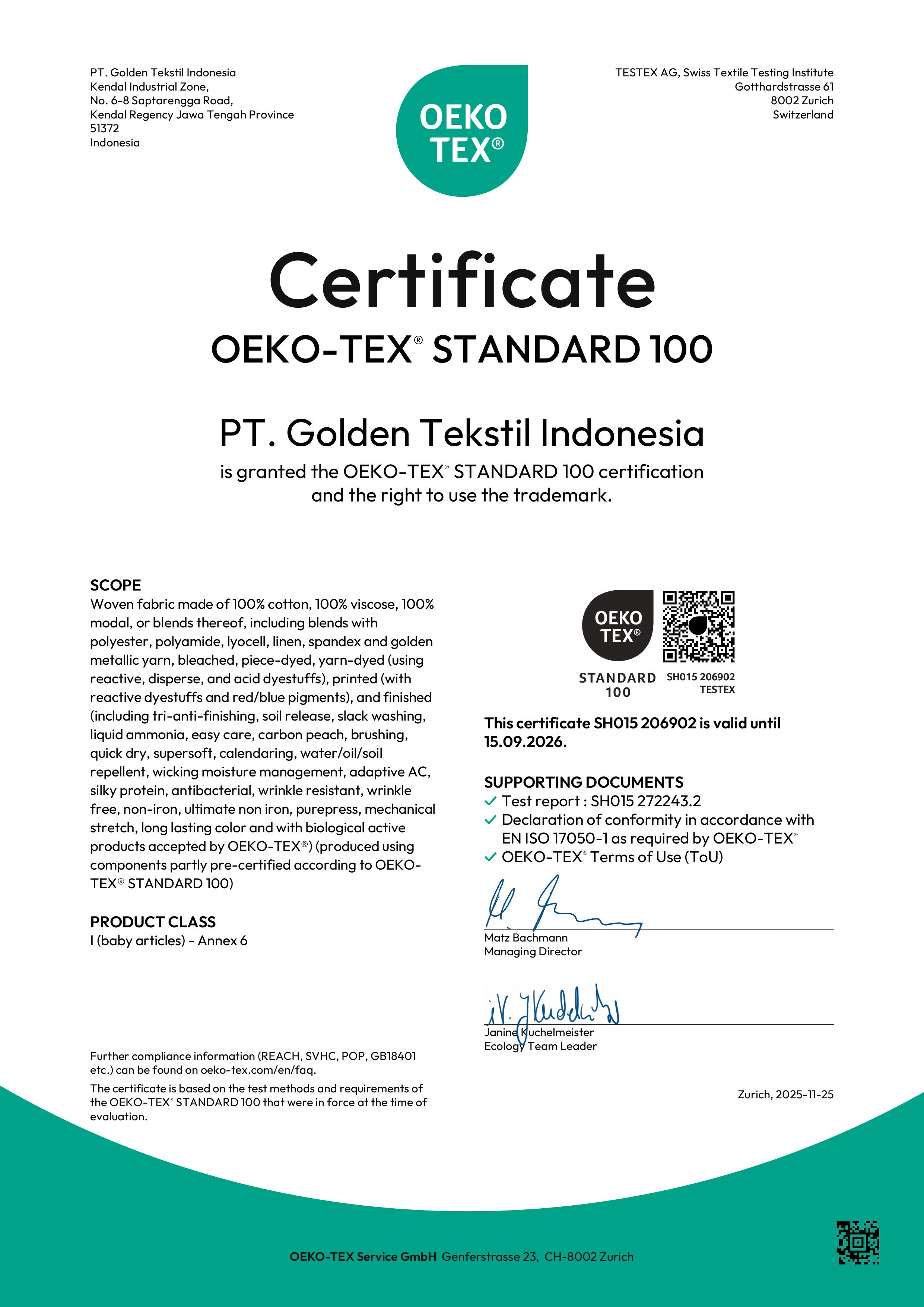 OEKO‑TEX® STANDARD 100