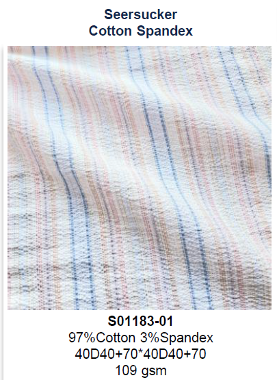 S01183-01 97% Cotton 3% Spandex Seersucker