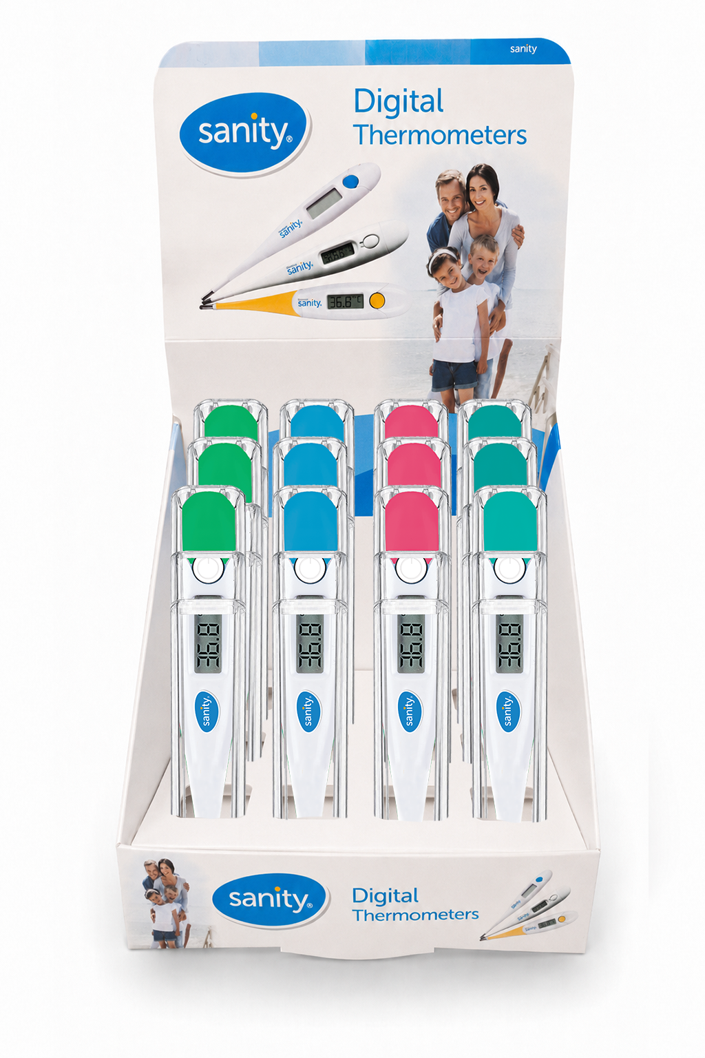 Digital thermometer retail display box for pharmacy and homecare sales