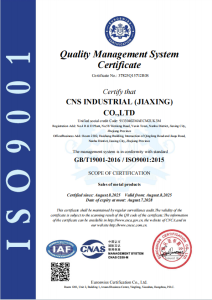 ISO 9001 Quality Management System Certificate