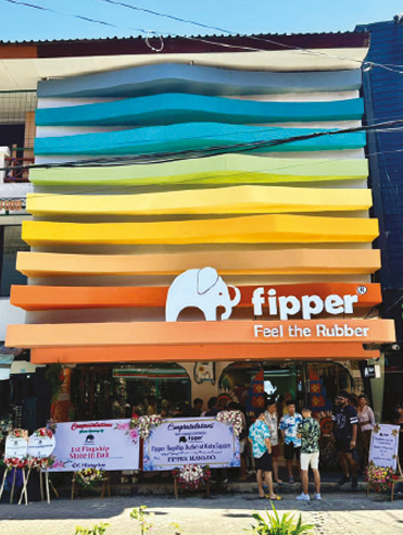 Fipper rubber slippers displayed in a slipper shop in Malaysia