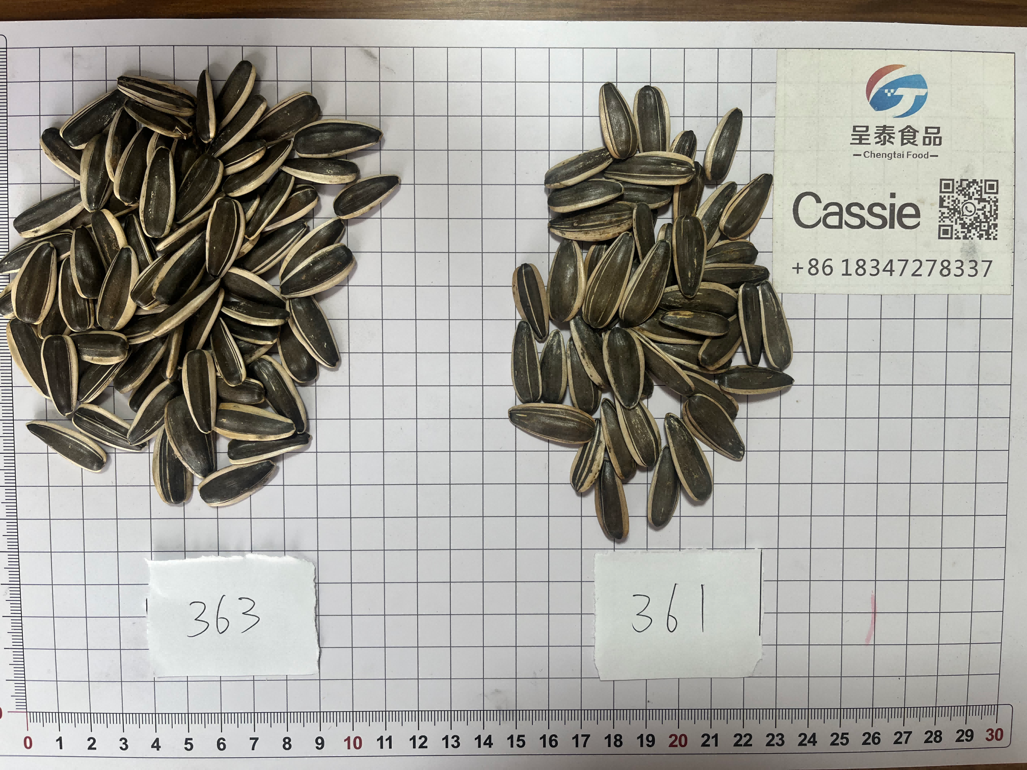 Sunflower seeds 363 compared with sunflower seeds 361