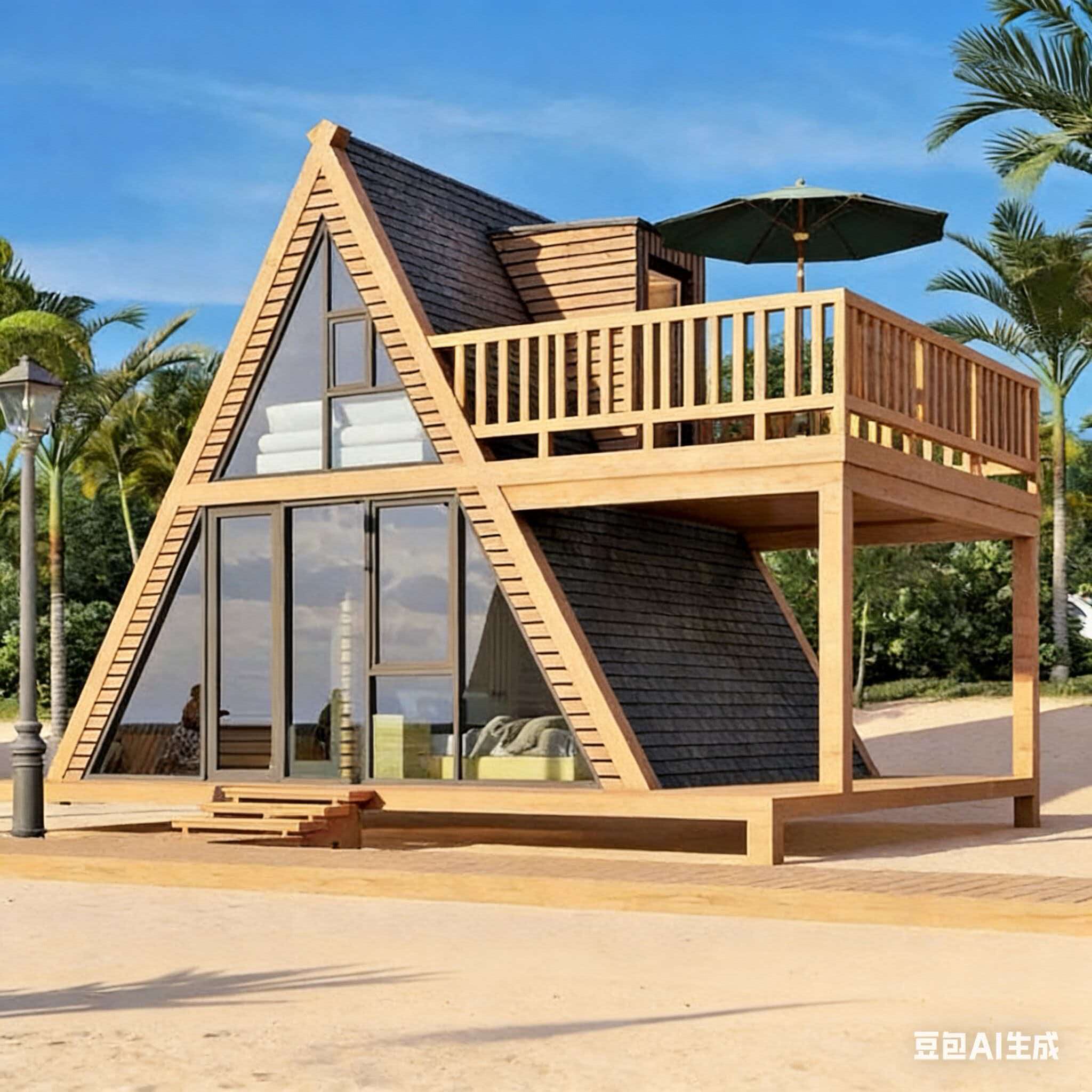 A‑Frame Wooden Modular House with Terrace