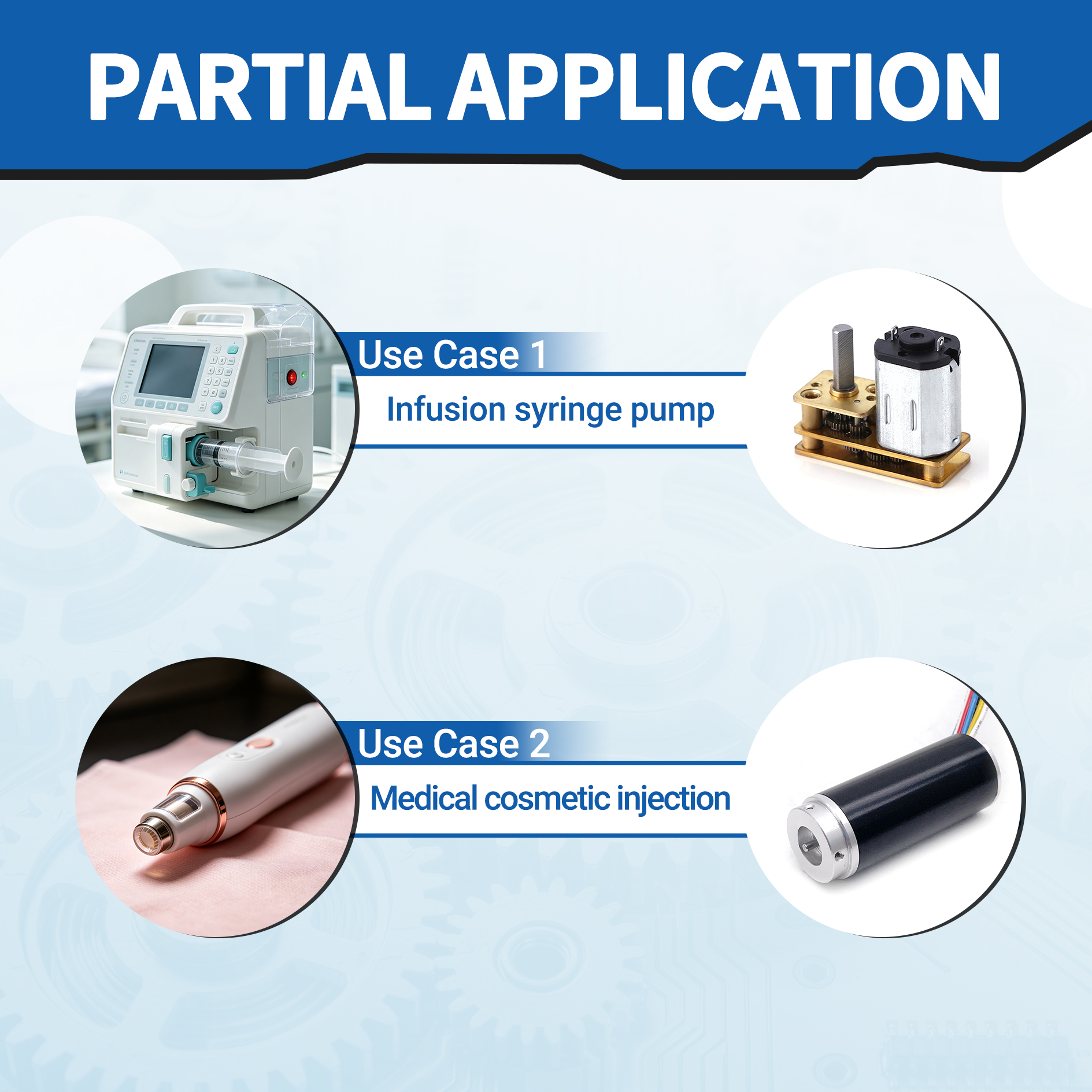 Miniature brushless gear motor used in medical and precision instrument positioning applications
