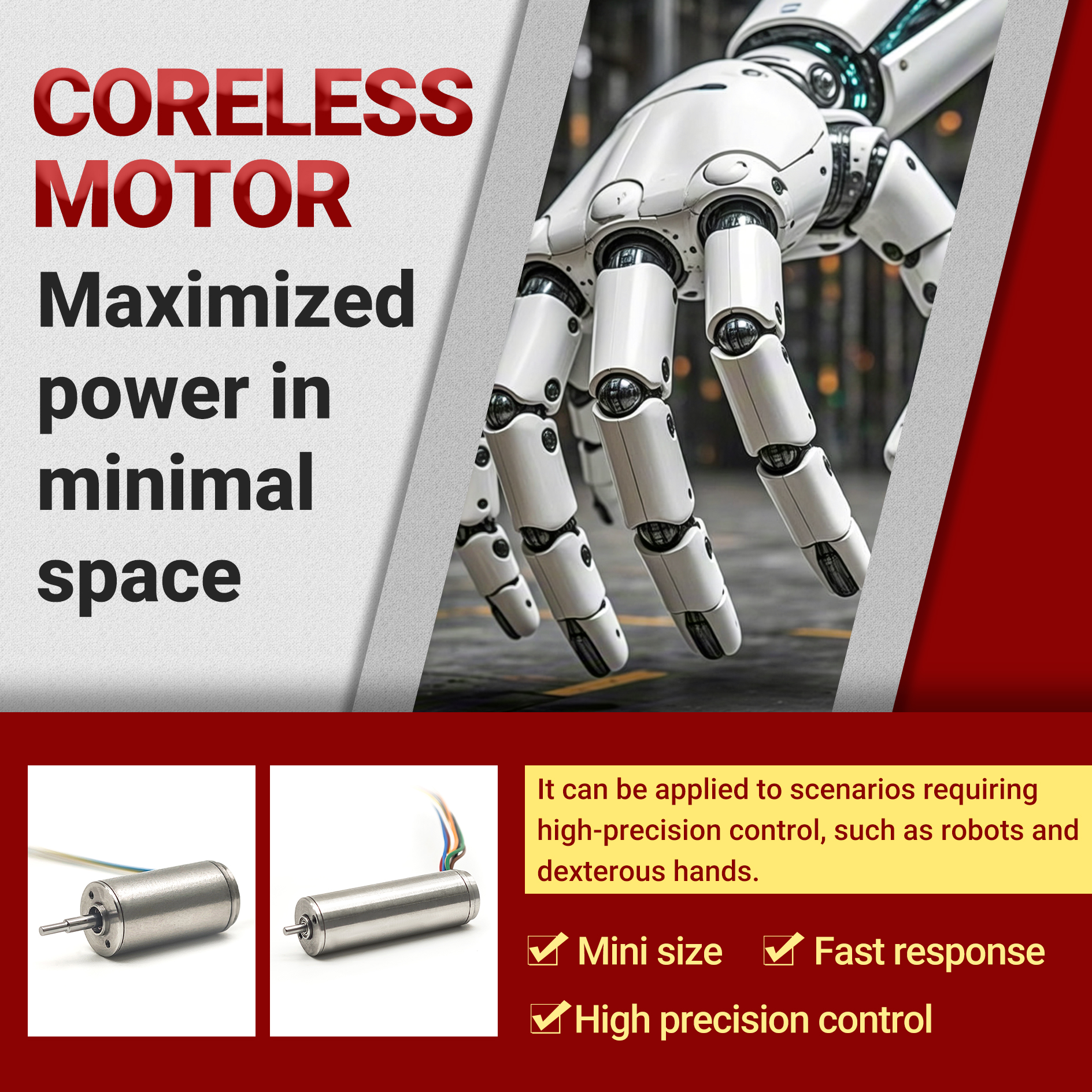 Robot application scene relevant to miniature gear motor selection for precision motion