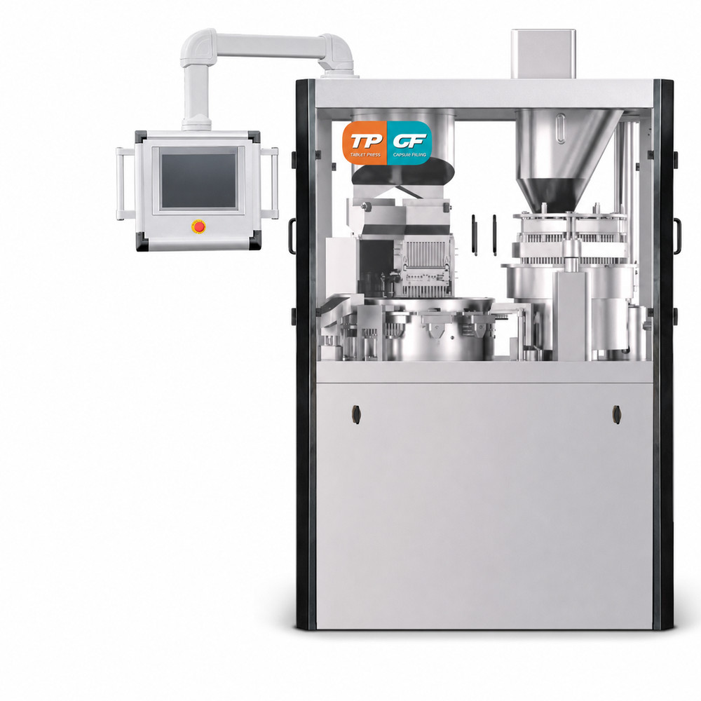 Automatic hard capsule filling machine configured for pharmaceutical capsule production