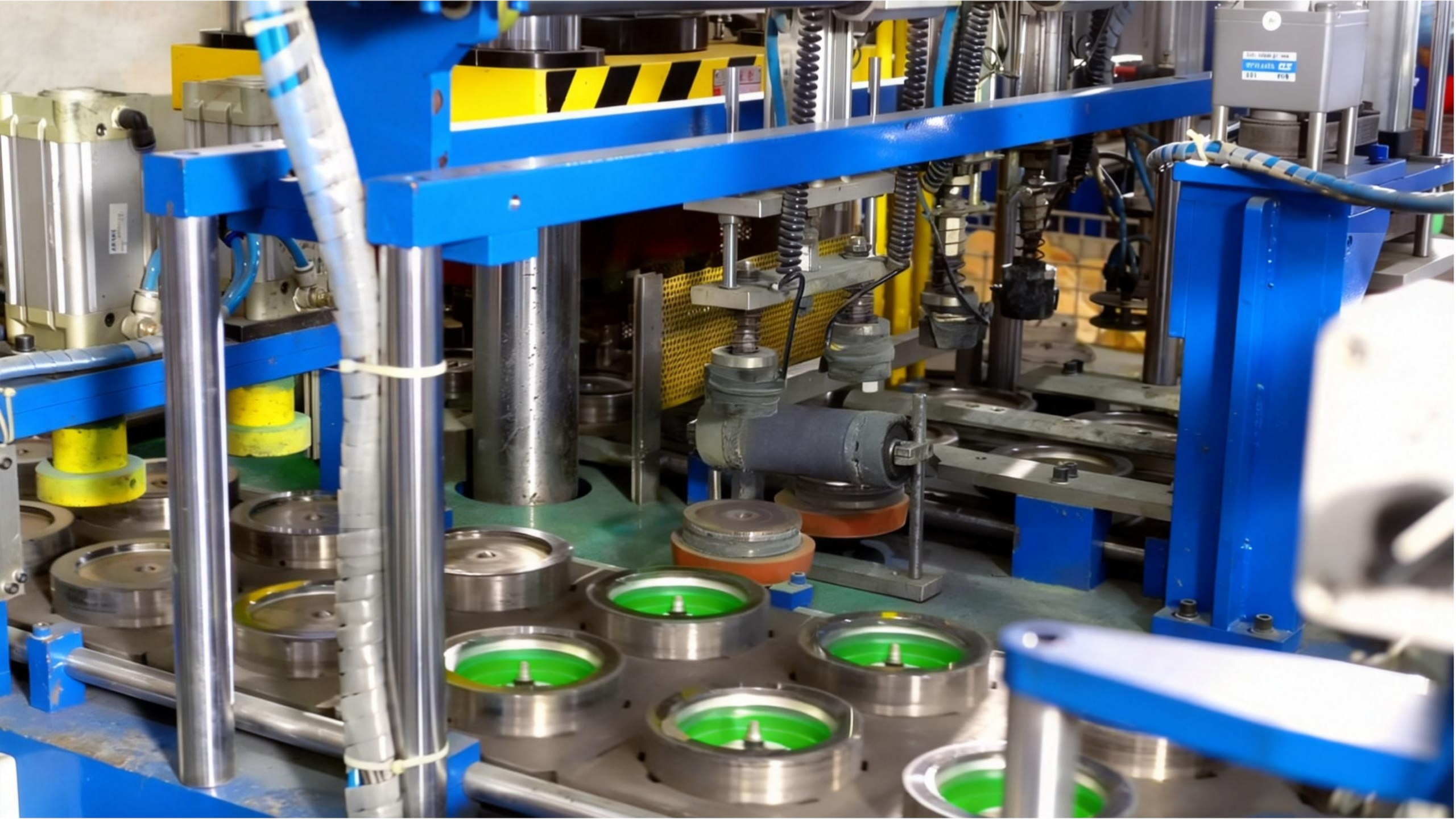 Grinding wheel production line manufacturing bonded abrasive discs