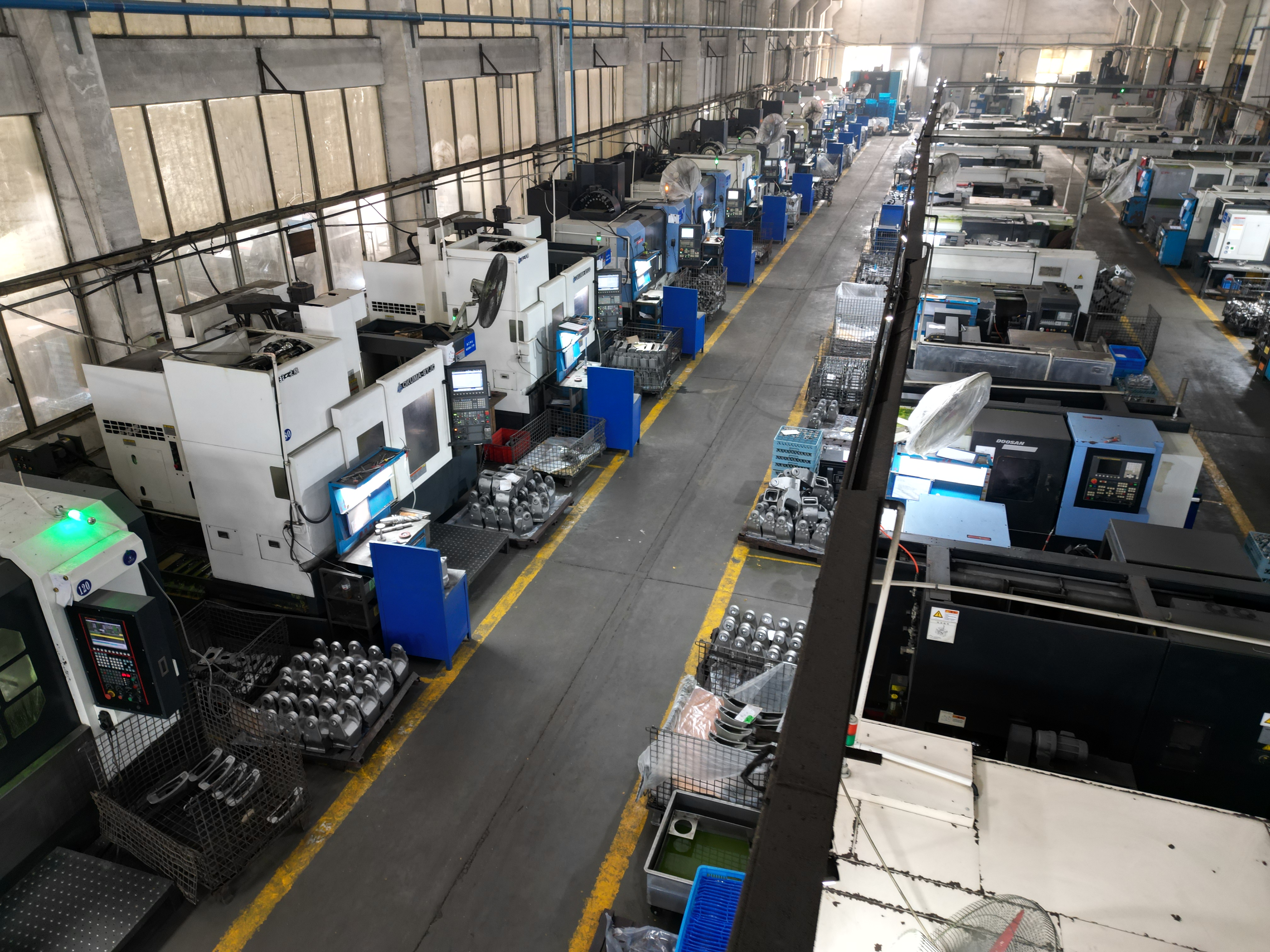 Steel casting machining workshop producing cast steel parts for industrial equipment