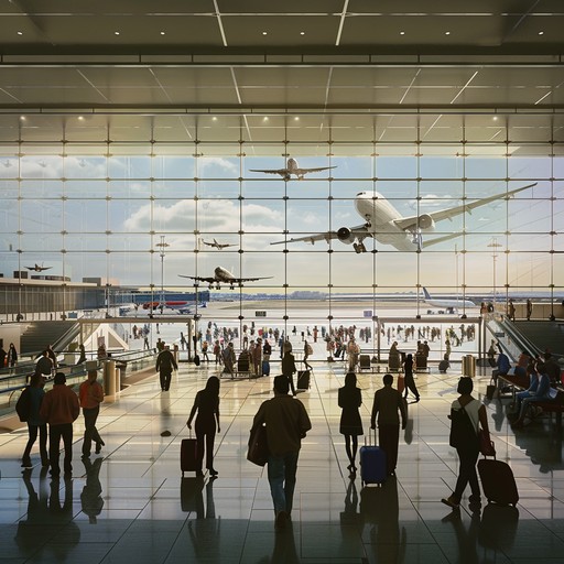 airport vertical transportation with escalator and passenger flow