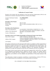 Philippines FDA Cosmetic Notification