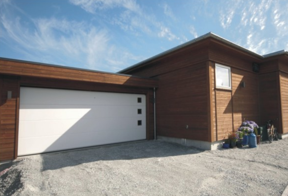 American  Modern Flush-Panel Sectional Garage Door with Windows