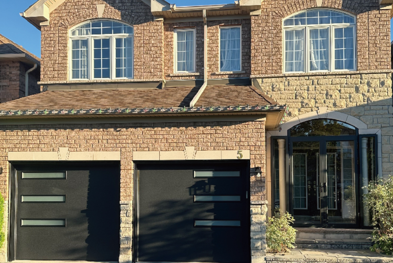 American  Modern Flush-Panel Sectional Garage Door with Windows