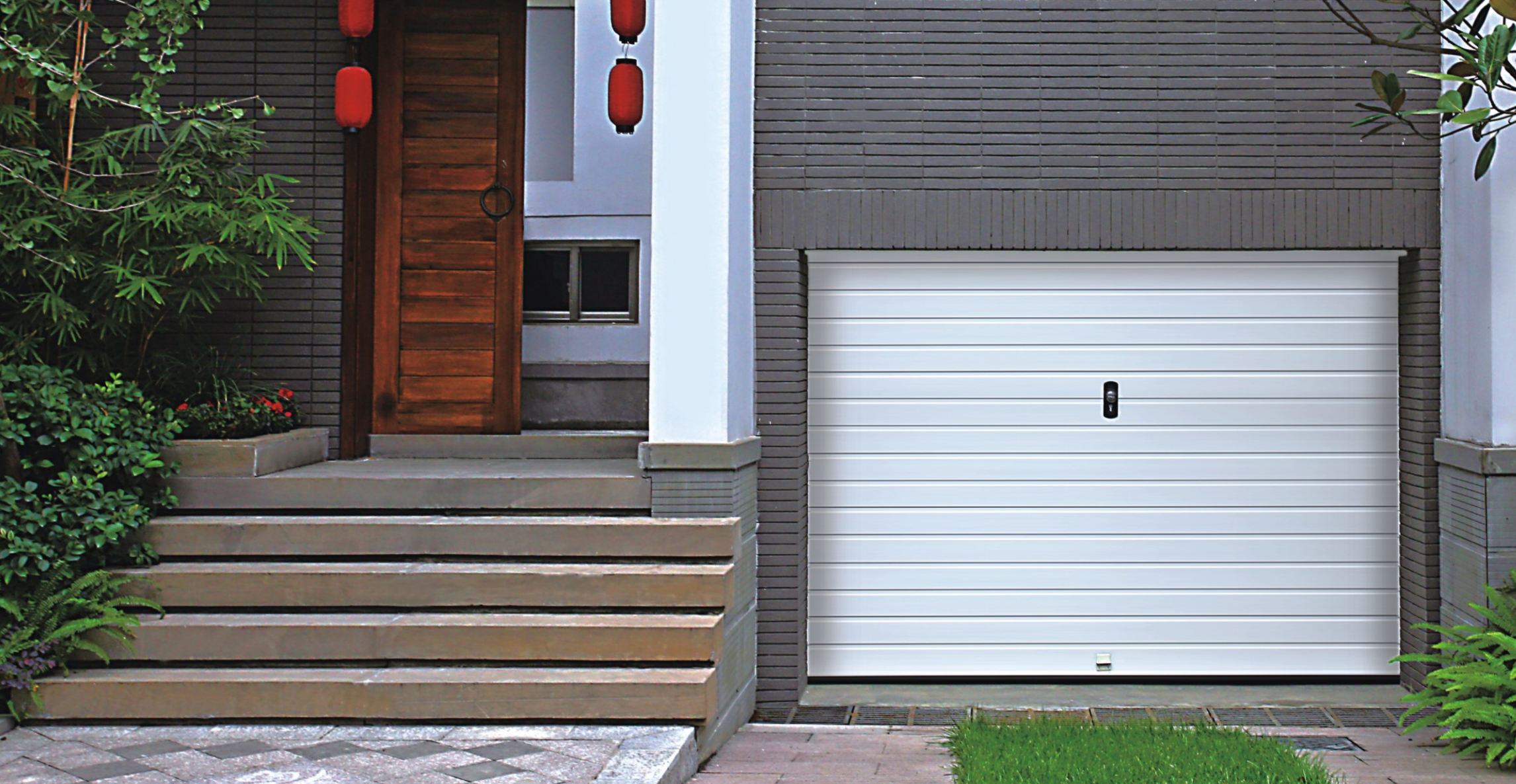 European  Stripe Pattern Garage Door