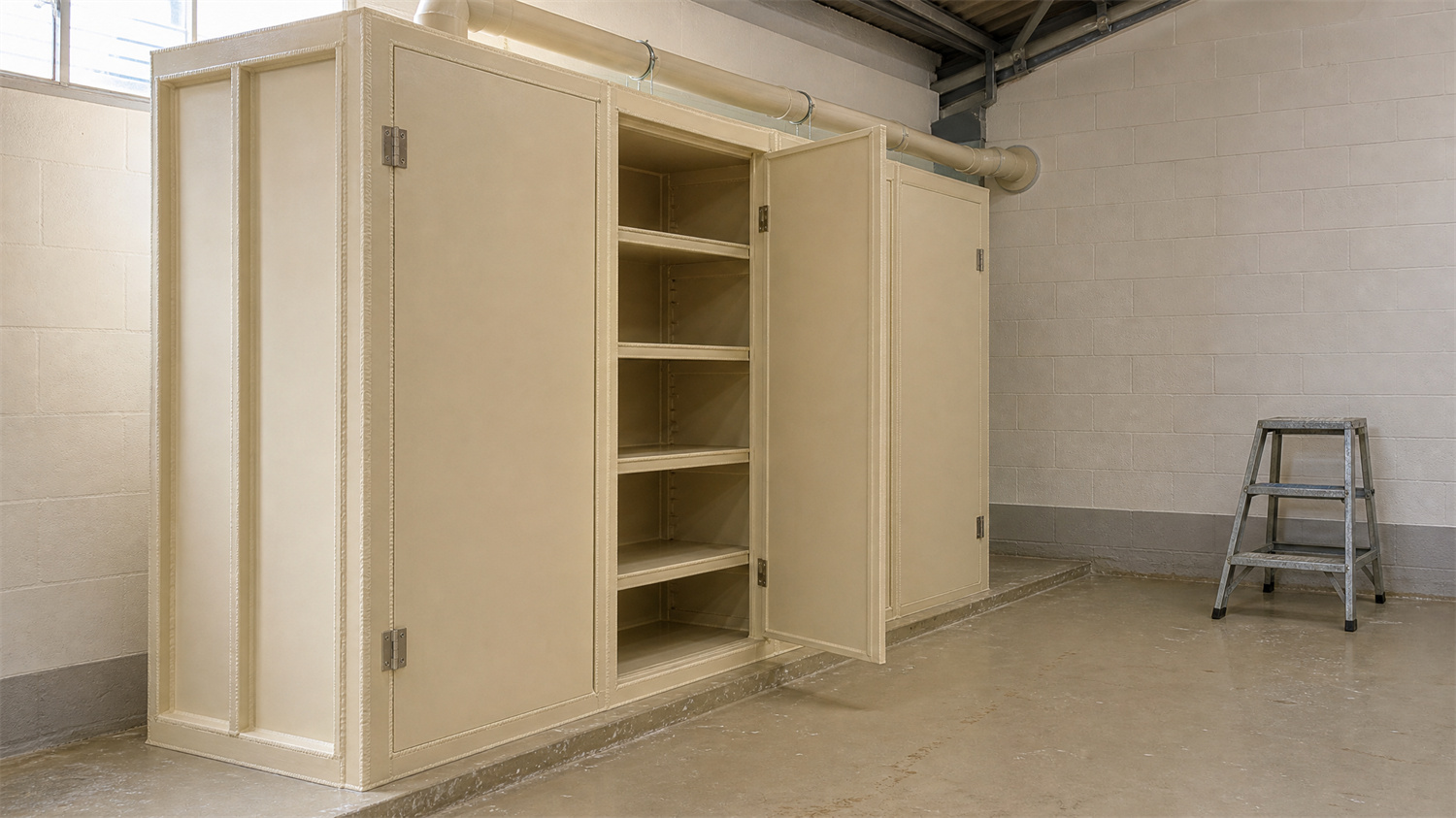 Chemical storage cabinets fabricated from corrosion-resistant PP sheet