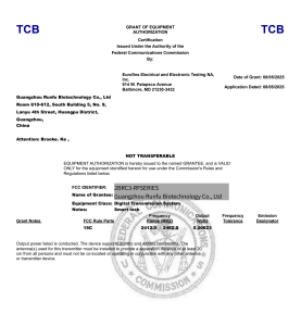 GRANT OF EQUIPMENT AUTHORIZATION