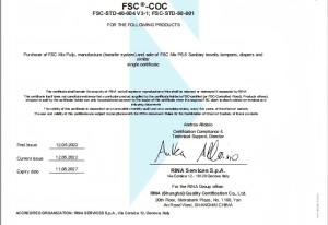 FSC Chain of Custody Certificate - Certificate No. RINA-COC-001701 / DCI-COC-000148