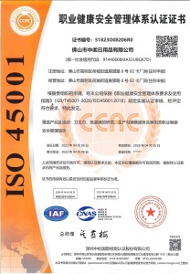 ISO 45001 Occupational Health and Safety Management System Certificate - Certificate No. 51823008206R0