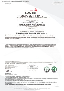 OCS Organic Cotton Material Scope Certificate - Certificate No. EGL/236426/OCS/236426260101190029