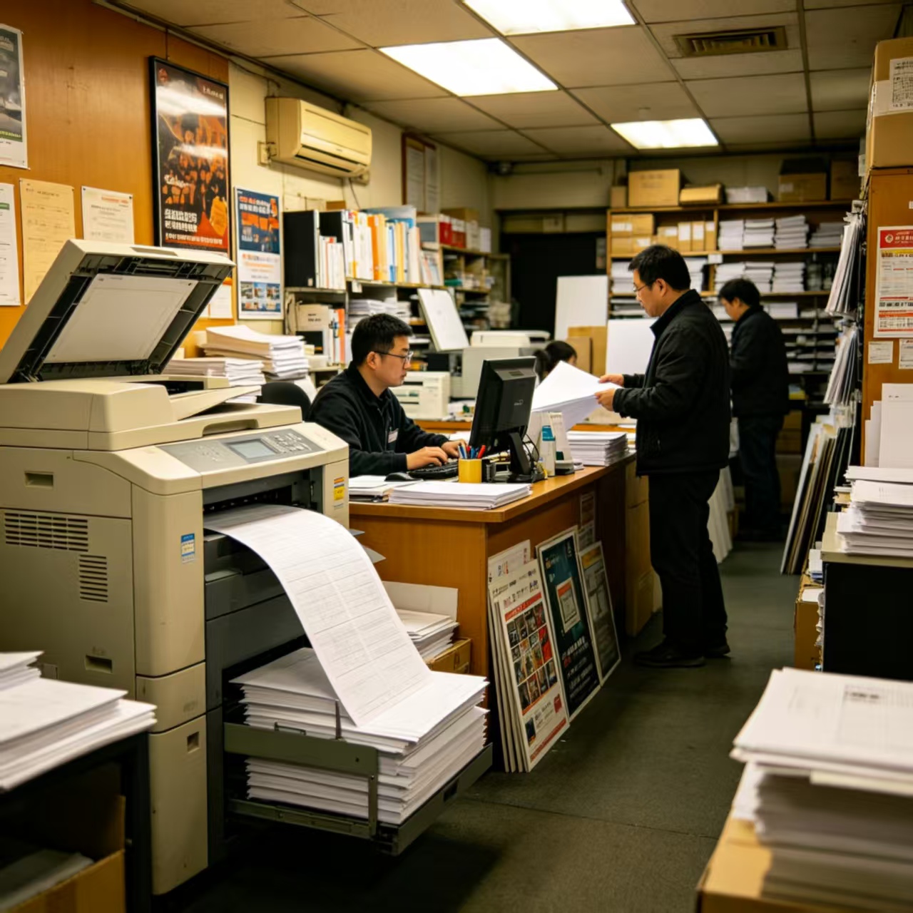 Print shop using compatible toner cartridges for A3 copiers