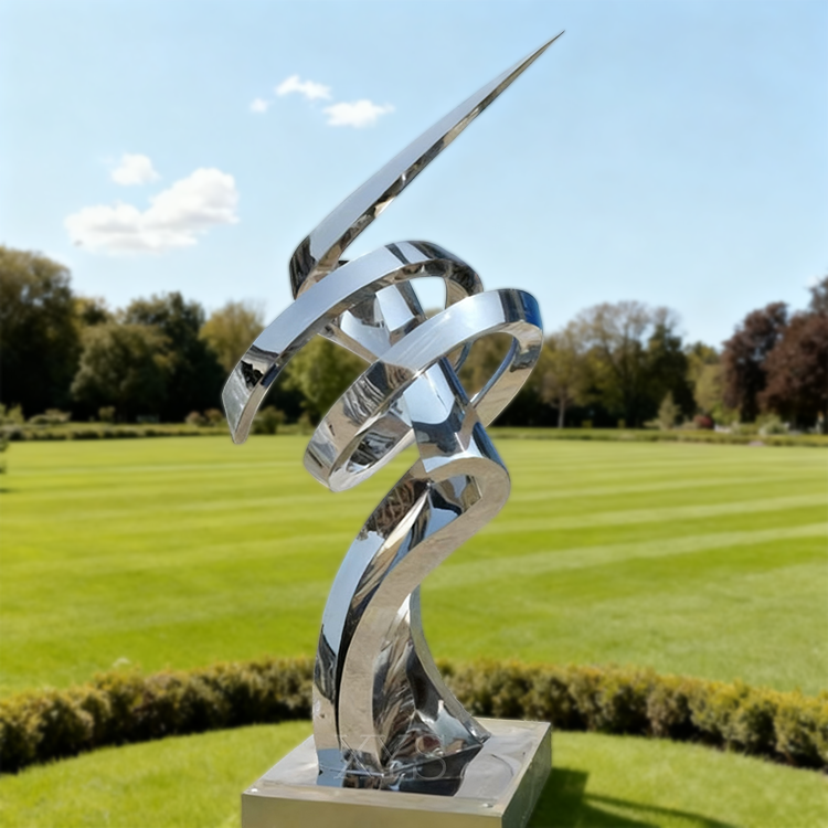 Medium and large 304 stainless steel abstract art sculpture with mirror-polished seamless welded surface