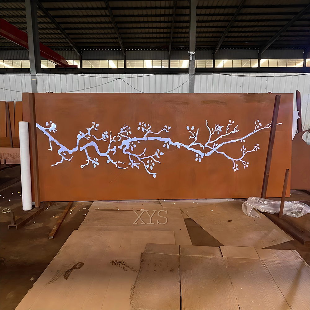 Corten steel signage outdoors showing the natural stable patina specified under ASTM A242 and A588 weathering steel