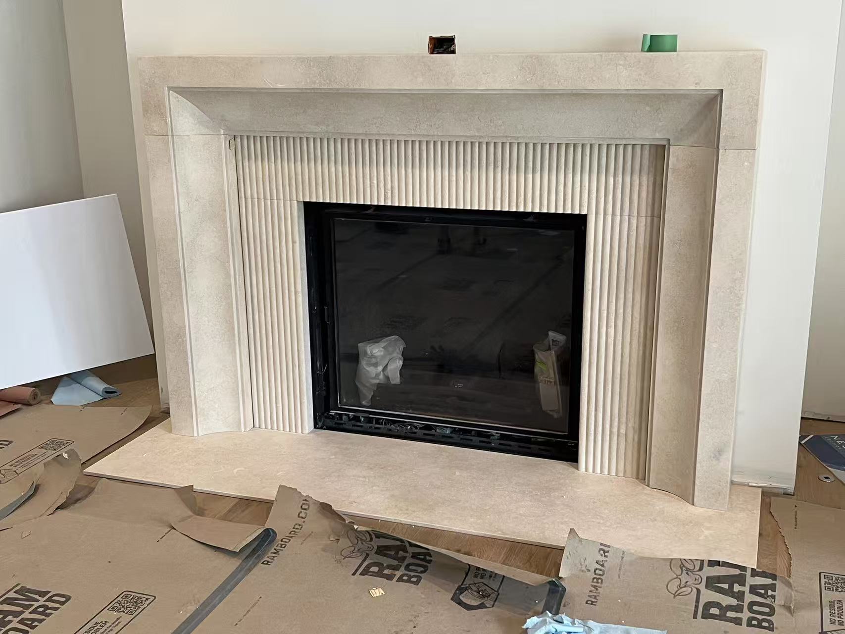 USA Fireplace Project Case — custom stone sculpture fabricated and delivered for a United States project