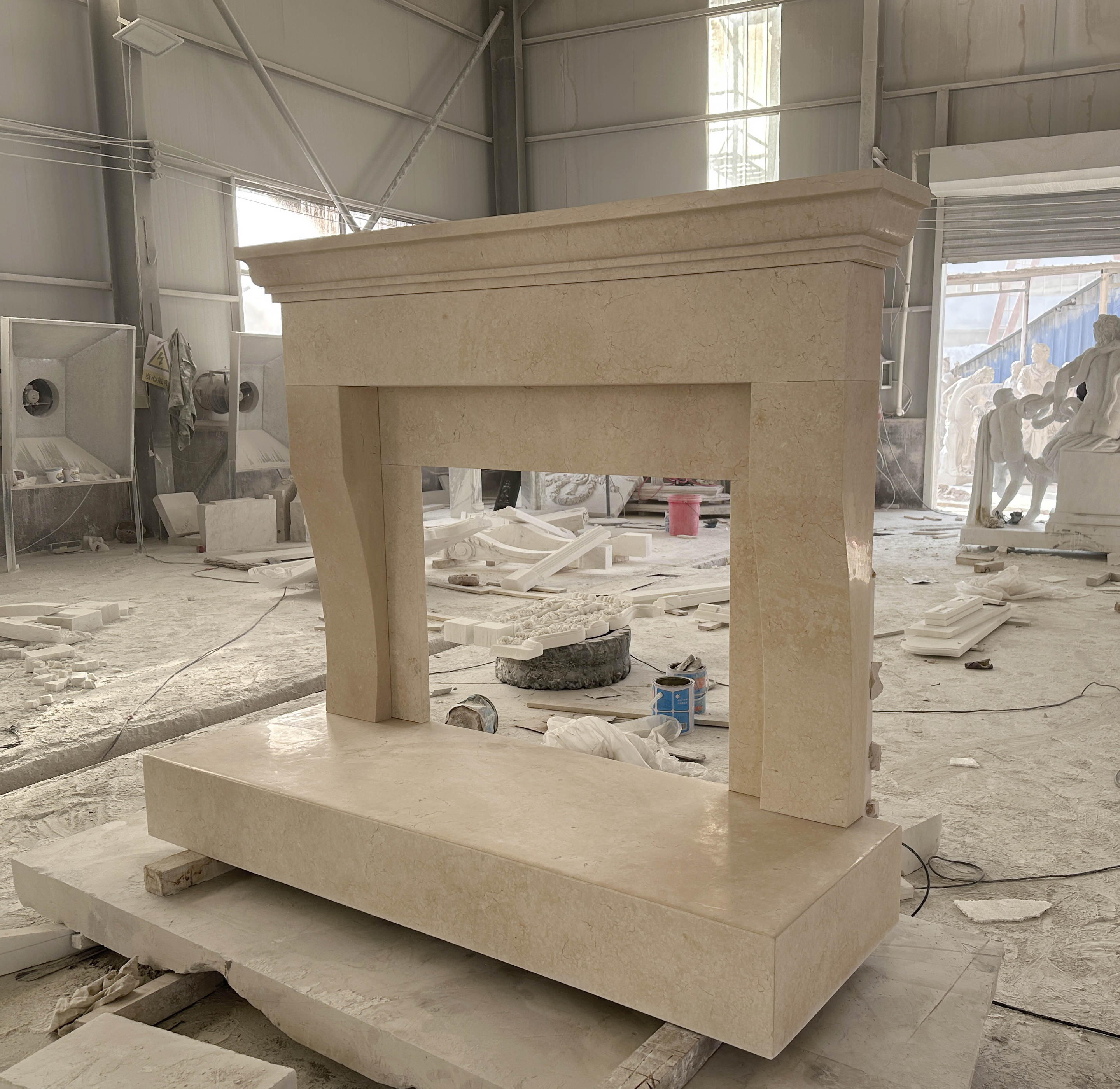 Delivered custom stone fireplace project in the United States shown as a project record for long-service-life interior stone work