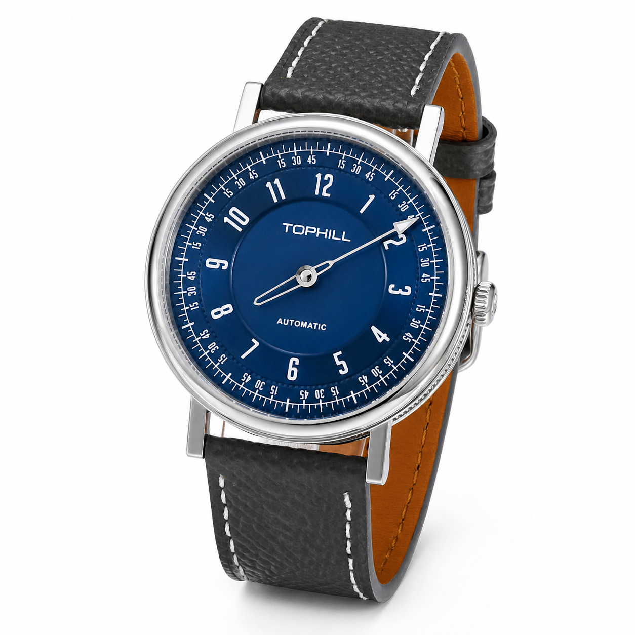 KIM002 automatic elegant wristwatch with 316L stainless steel case, slim profile and blue dial for business wear