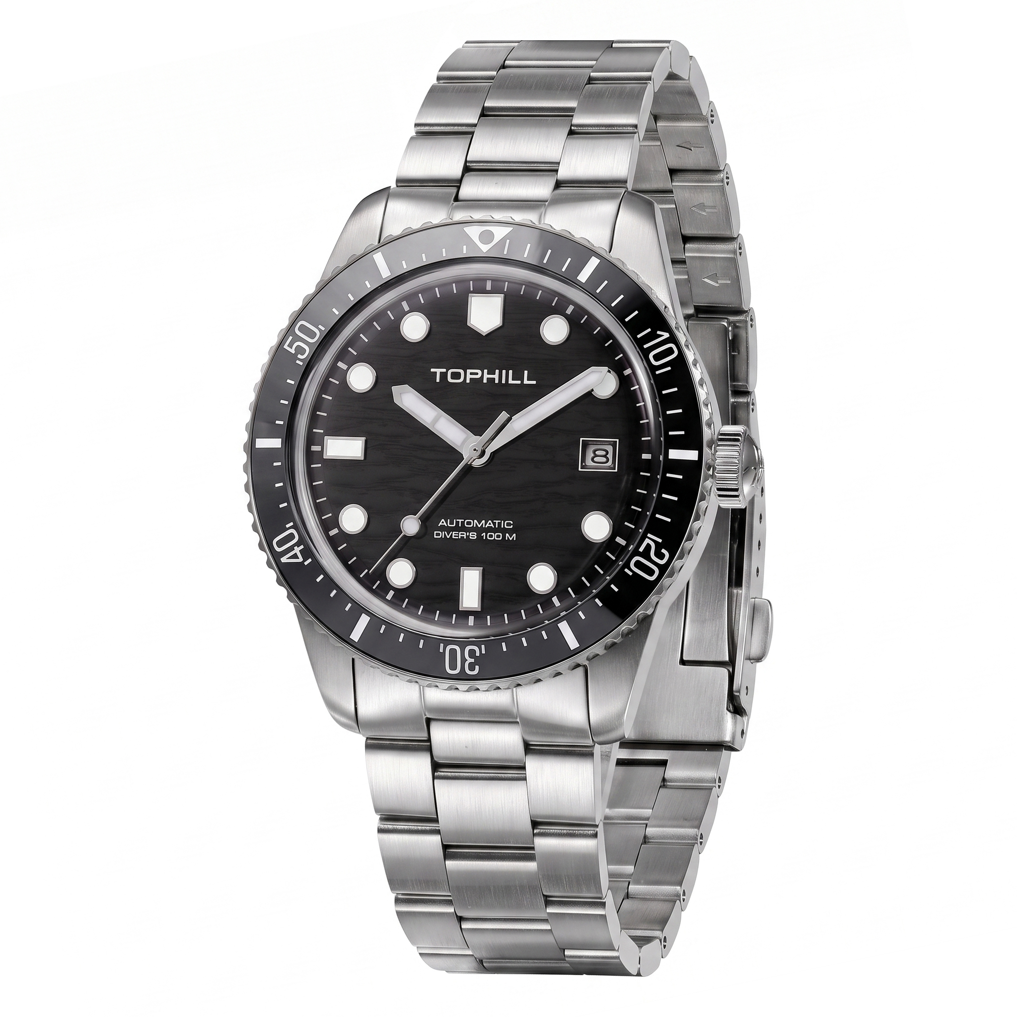 Full stainless steel black dial