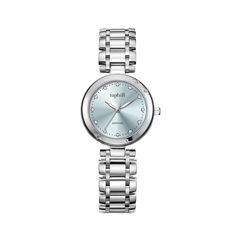 quartz movement custom wristwatch with 316L stainless steel case and bracelet