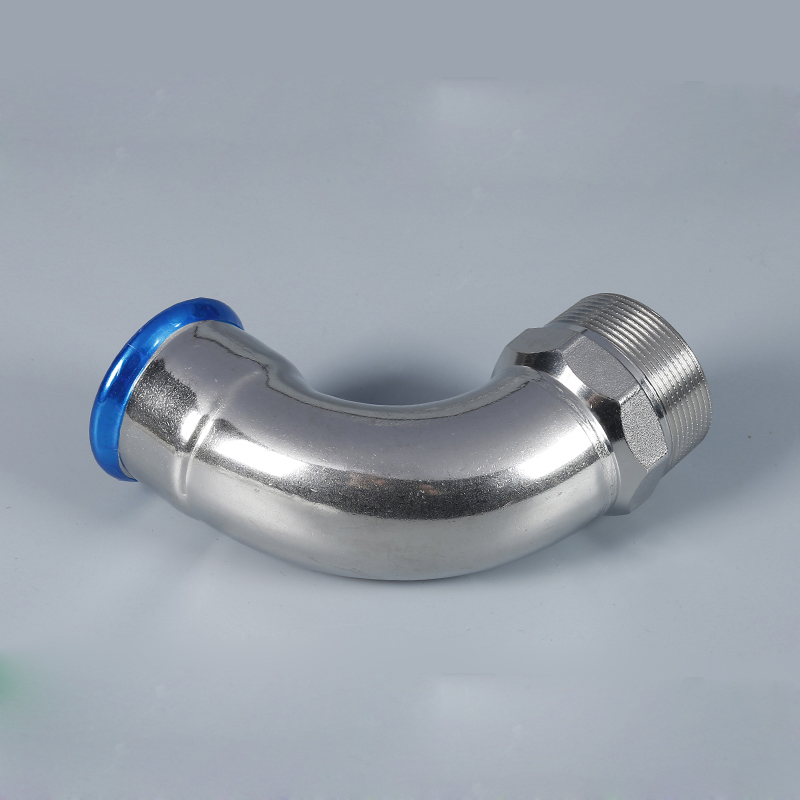 Stainless steel press‑fit male thread 90° elbow for water supply pipeline