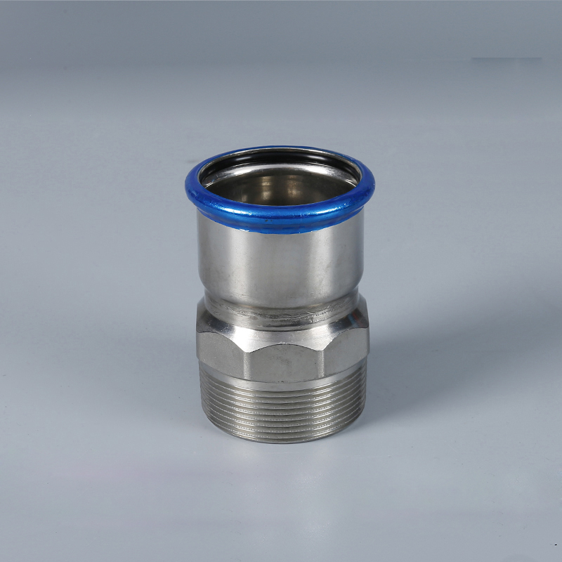 Stainless steel press‑fit male thread coupling for water supply piping