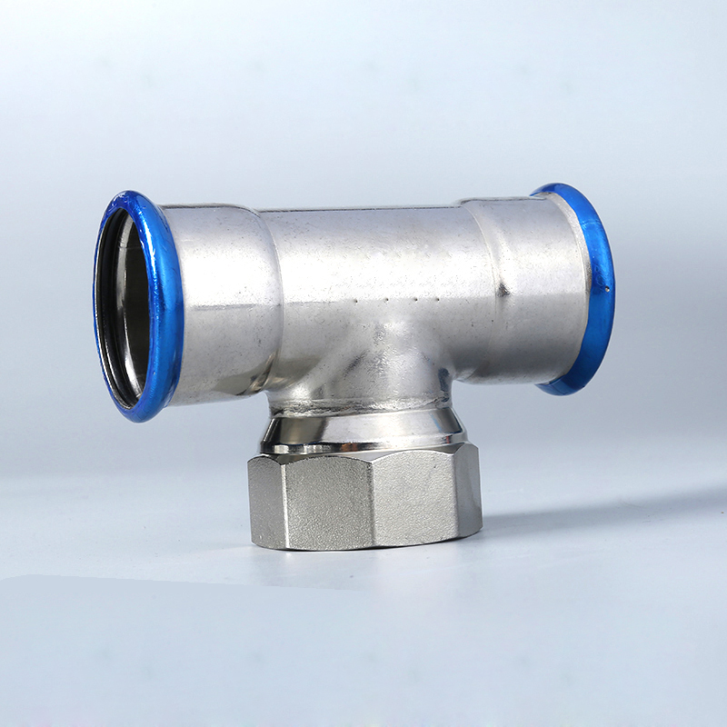 Stainless steel press‑fit female thread tee for water supply plumbing
