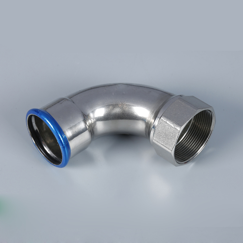 Stainless steel press‑fit female thread 90° elbow for plumbing system