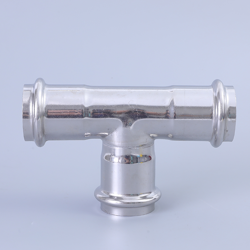 GB double-press equal tee in stainless steel for pipe branching