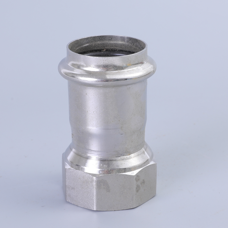 GB double-press female thread coupling in stainless steel for mixed piping connections