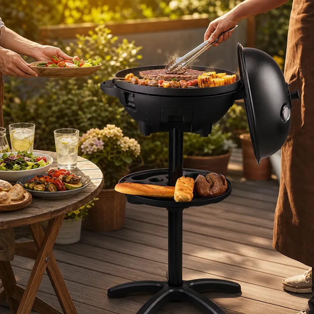electric grill with large size non-stick plate