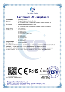 EU RoHS Certificate (Certificate of Compliance)