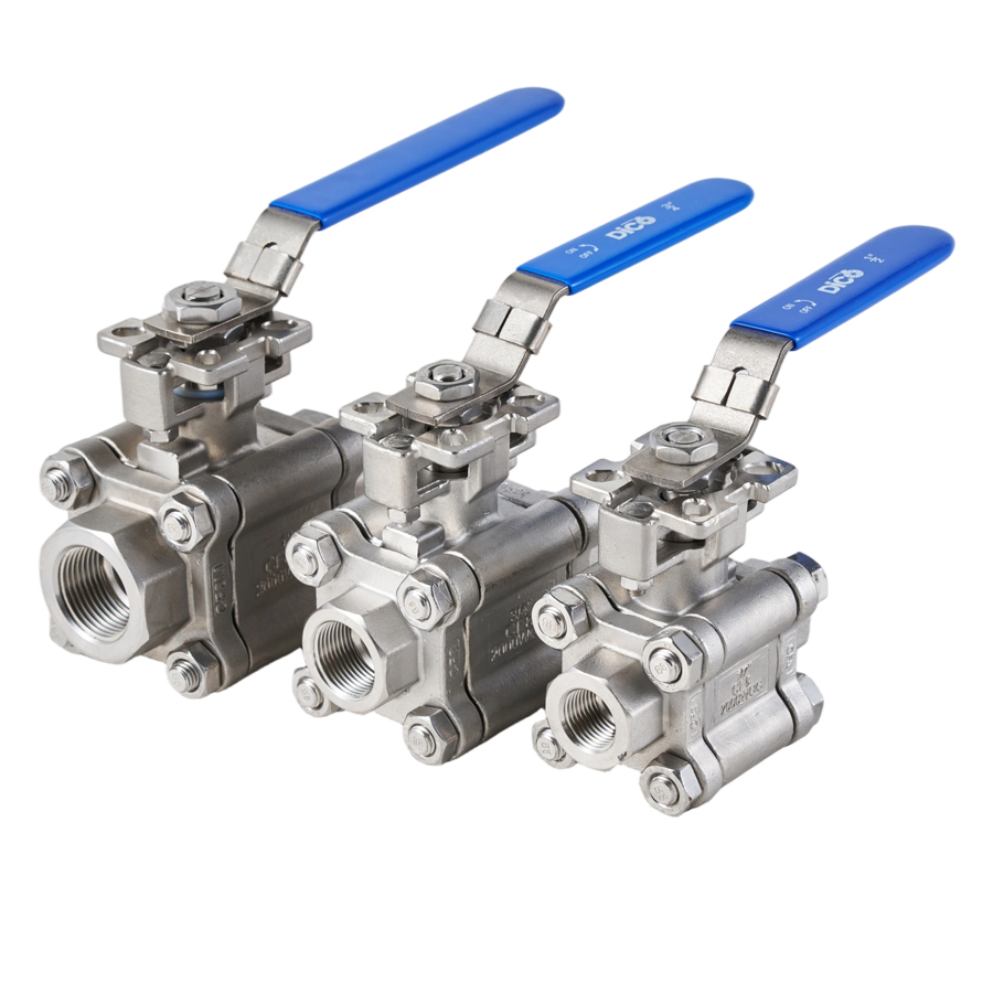 High-pressure three-piece ball valve
