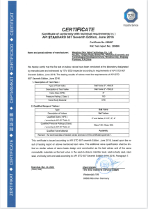 API STD 607 Fire‑safe Test Certificate