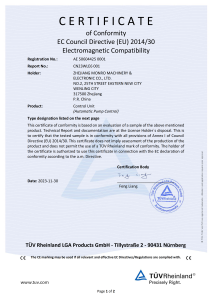 CE‑EMC Certificate of Conformity