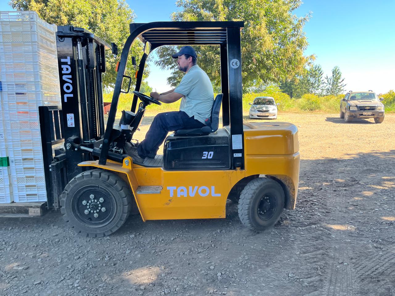 CPCD30 diesel forklift working in an agricultural application in Chile