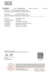 SGS Test Report – PS White (Natural) Plastic Sheet
