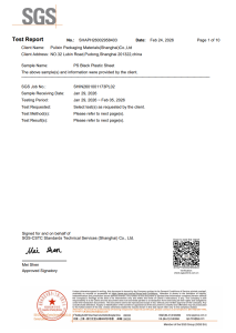 SGS Test Report – PS Black Plastic Sheet
