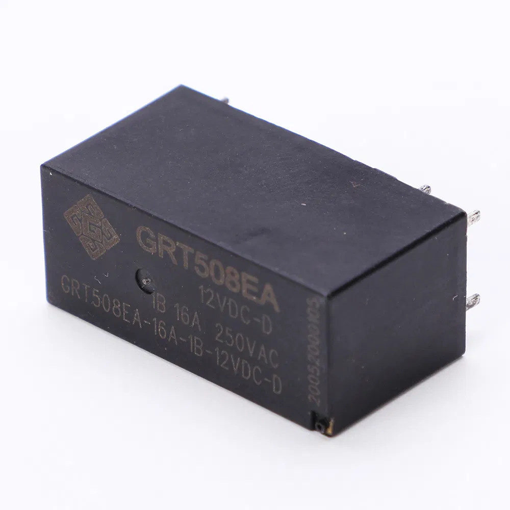 GRT508EA 16A latching relay top view showing model marking