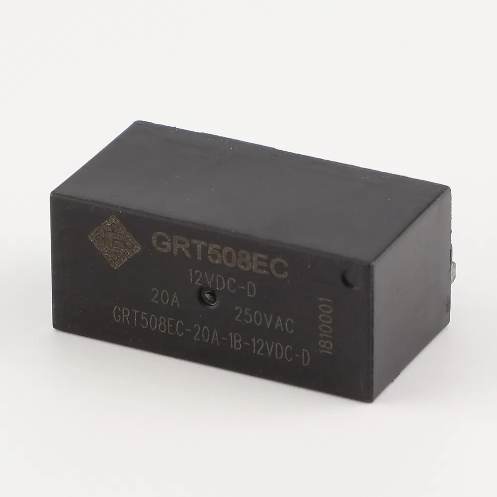GRT508EC 20A PCB latching relay front view showing terminals