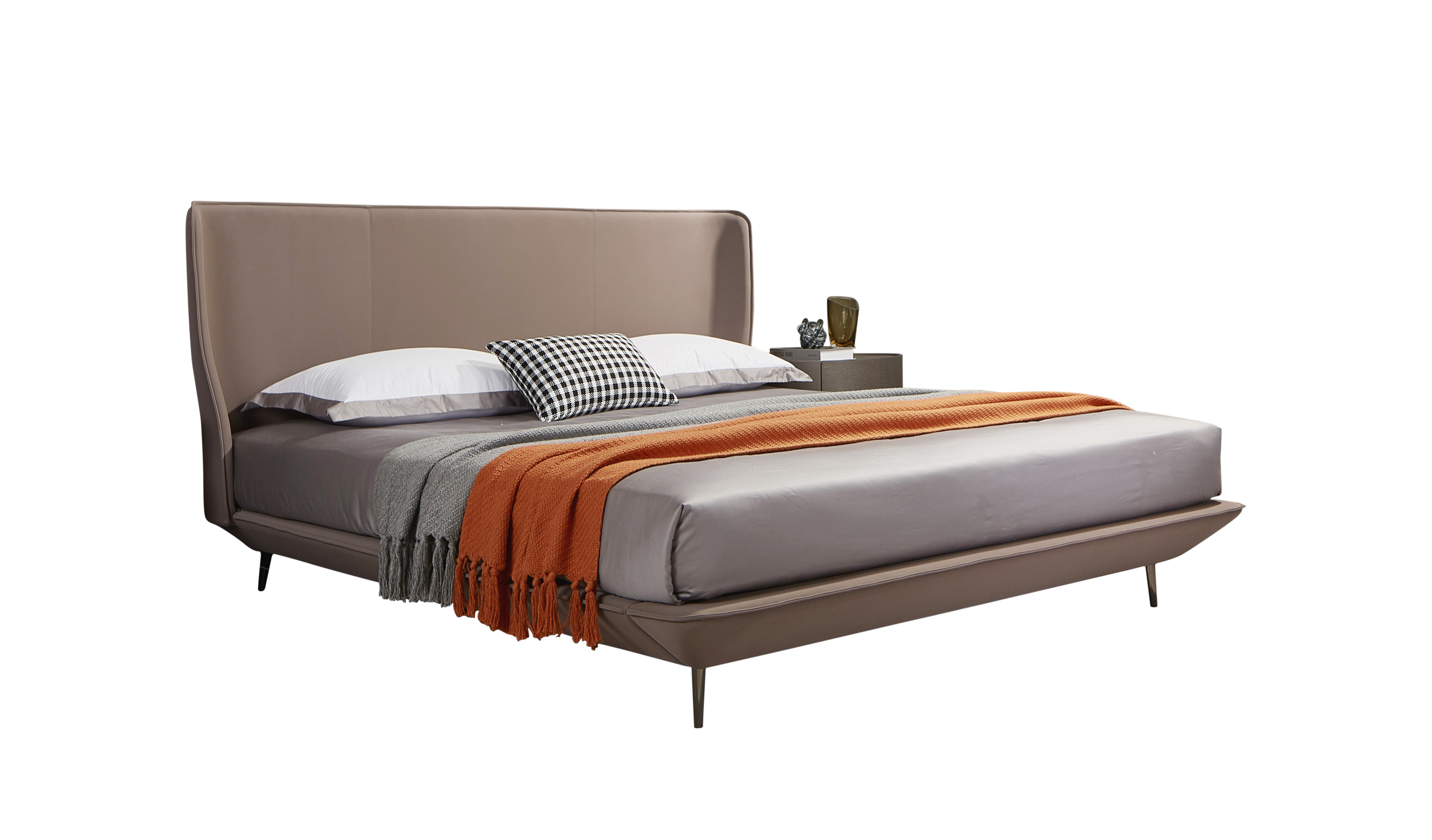 Minimalism Bed frame with upholstered headboard