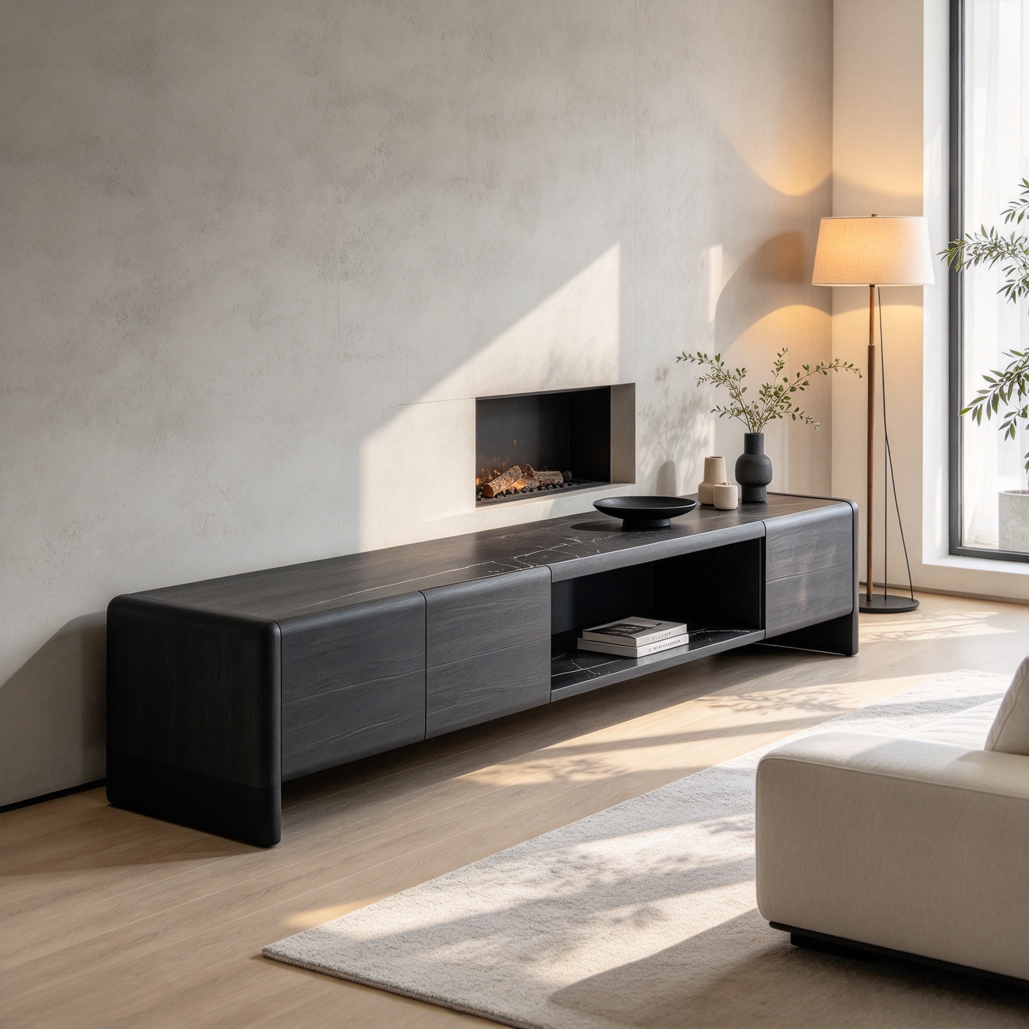 2200mm Marble Top TV Stand with Hidden Storage STVS-3401